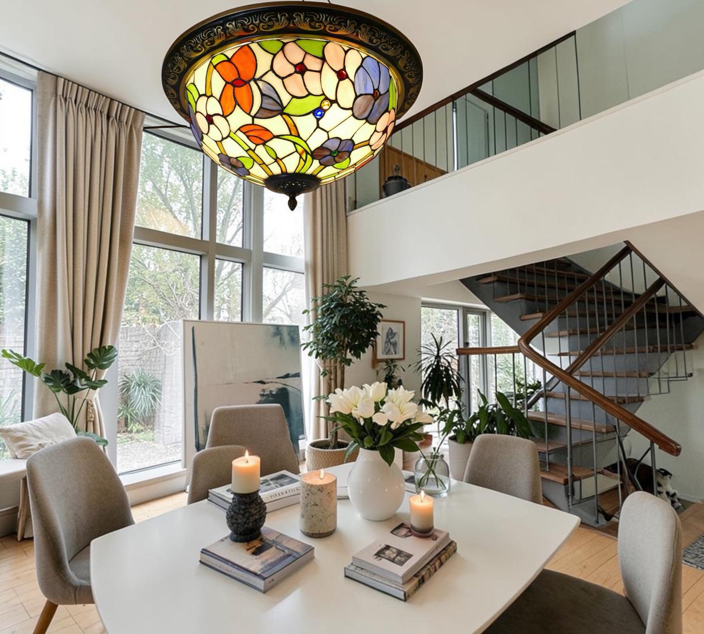 CDH 16" Tiffany Style Flush Mount Ceiling Lights with 40cm Shade (12704CM)