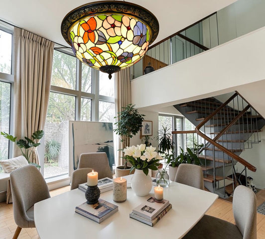 CDH 12” Tiffany Style Flush Mount Ceiling Lights with 30cm Shade (12704SM)
