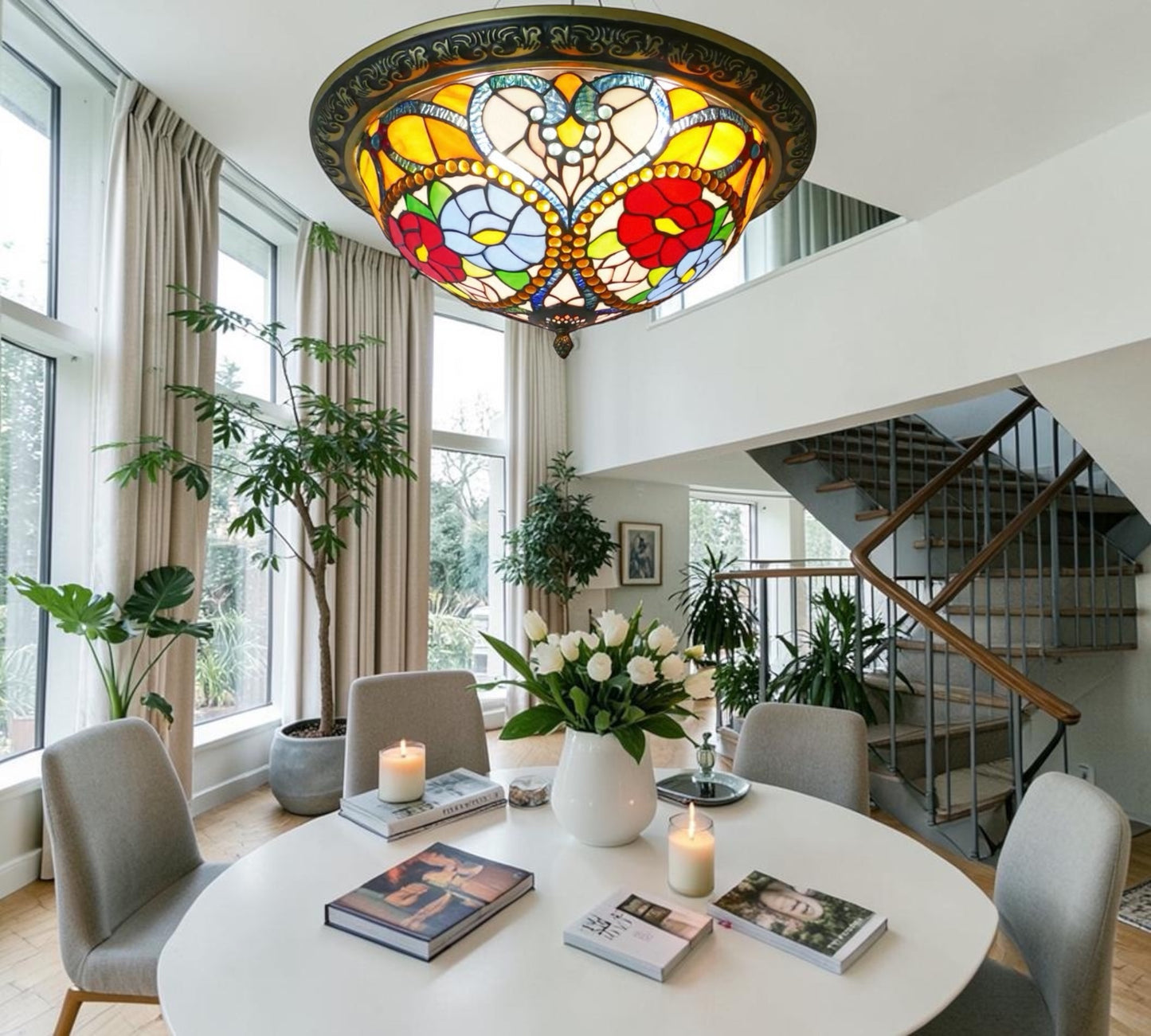 CDH 16" Tiffany Style Flush Mount Ceiling Lights with 40cm Shade (15030CM)