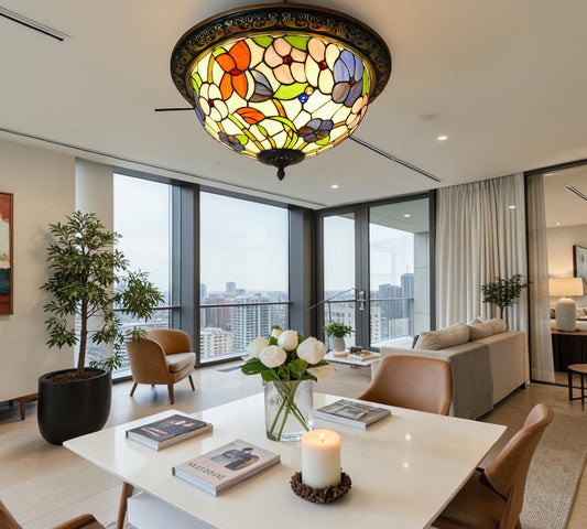 CDH 16" Tiffany Style Flush Mount Ceiling Lights with 40cm Shade (12704CM)
