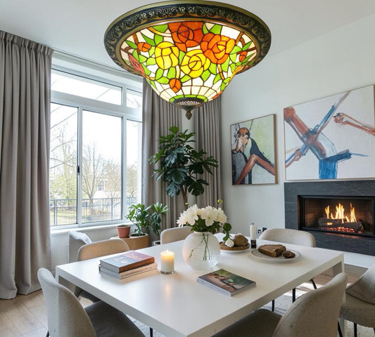 CDH 16" Tiffany Style Flush Mount Ceiling Lights with 40cm Shade (15014CM)