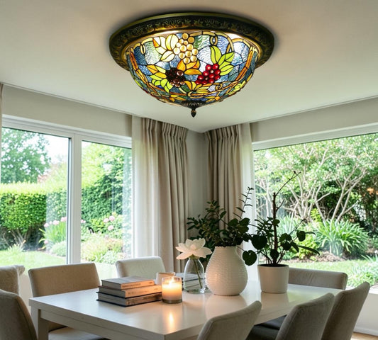 CDH 16" Tiffany Style Flush Mount Ceiling Lights with 40cm Shade (16937CM)
