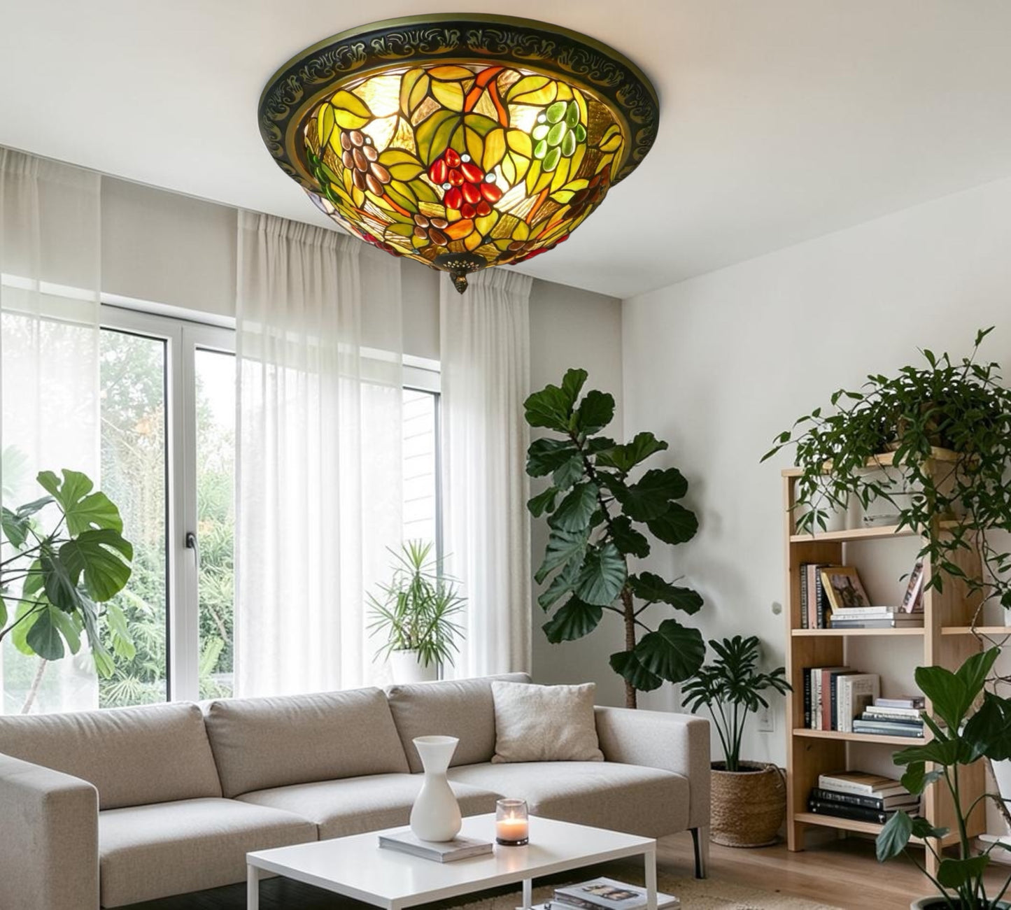 CDH 16" Tiffany Style Flush Mount Ceiling Lights with 40cm Shade (16059CM)
