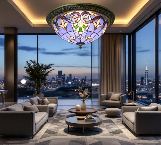 CDH 16" Tiffany Style Flush Mount Ceiling Lights with 40cm Shade (16942CM)