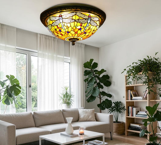 CDH 16" Tiffany Style Flush Mount Ceiling Lights with 40cm Shade (16035CM)