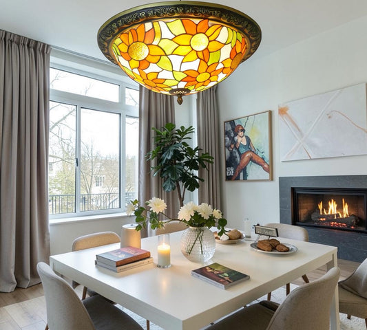 CDH 16" Tiffany Style Flush Mount Ceiling Lights with 40cm Shade (16068CM)