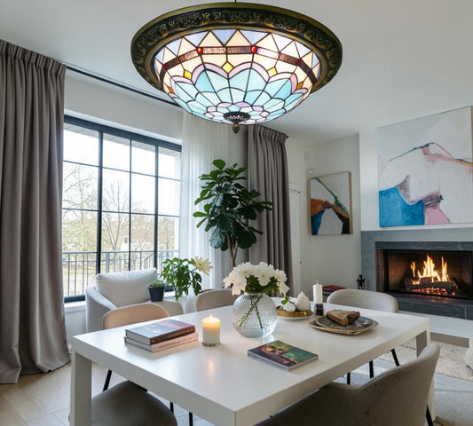 CDH 16" Tiffany Style Flush Mount Ceiling Lights with 40cm Shade (16101CM)