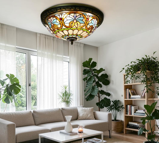 CDH 16" Tiffany Style Flush Mount Ceiling Lights with 40cm Shade (16045CM)