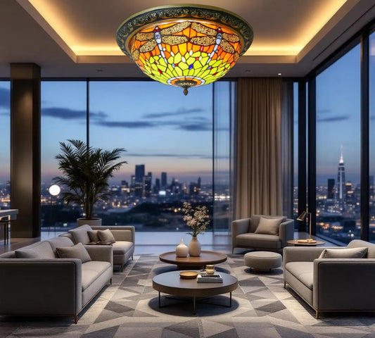 CDH 16" Tiffany Style Flush Mount Ceiling Lights with 40cm Shade (16812CM)