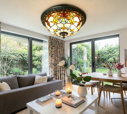 CDH 12” Tiffany Style Flush Mount Ceiling Lights with 30cm Shade (12025SM)