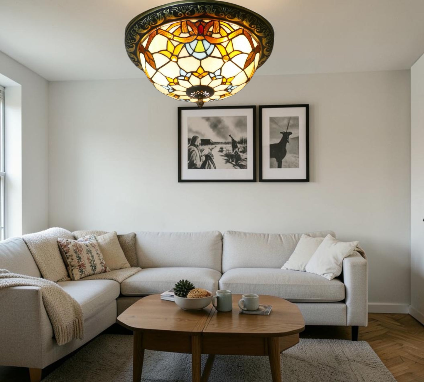 CDH 12” Tiffany Style Flush Mount Ceiling Lights with 30cm Shade (12025SM)