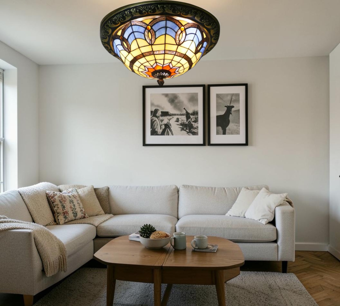 CDH 12” Tiffany Style Flush Mount Ceiling Lights with 30cm Shade (12025BSM)