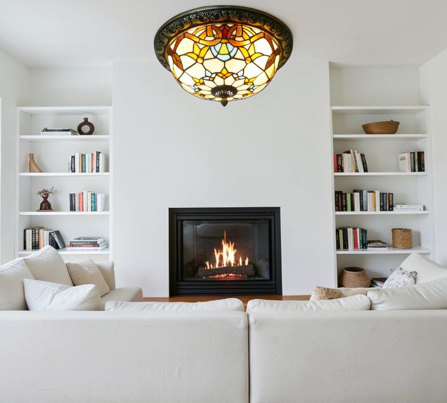 CDH 12” Tiffany Style Flush Mount Ceiling Lights with 30cm Shade (12025SM)
