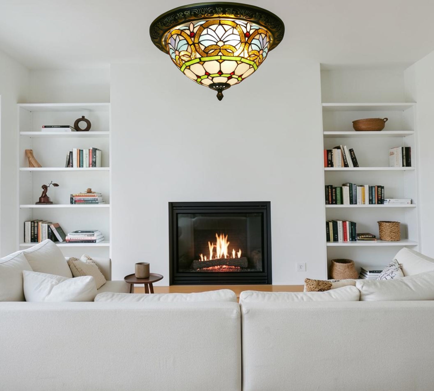 CDH 12” Tiffany Style Flush Mount Ceiling Lights with 30cm Shade (12045SM)