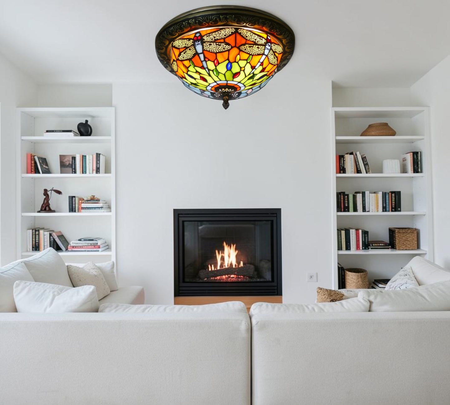 CDH 12” Tiffany Style Flush Mount Ceiling Lights with 30cm Shade (12062SM)