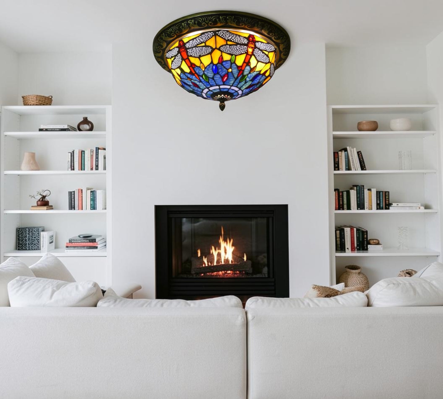 CDH 12” Tiffany Style Flush Mount Ceiling Lights with 30cm Shade (16117SM)