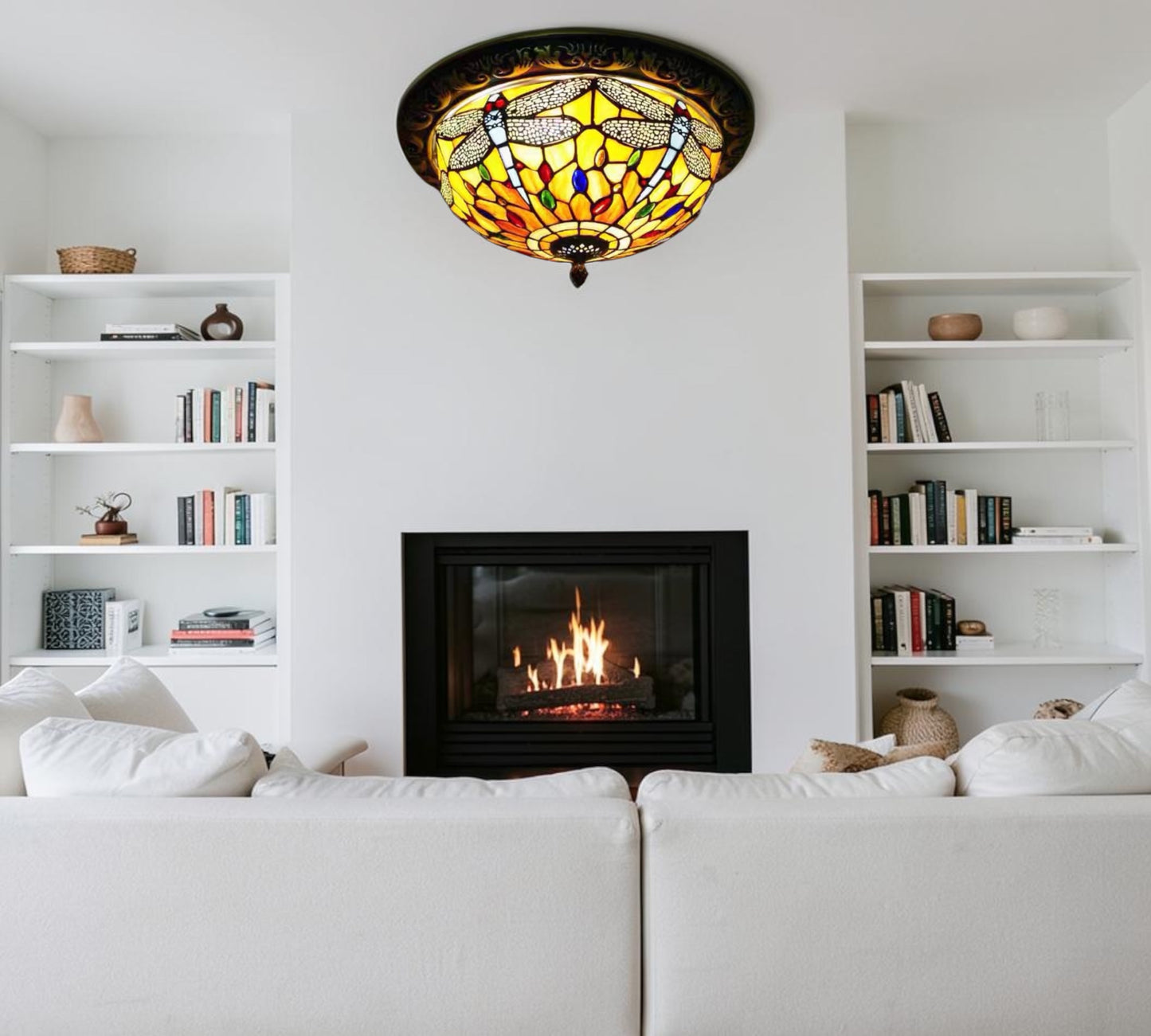 CDH 12” Tiffany Style Flush Mount Ceiling Lights with 30cm Shade (12035SM)