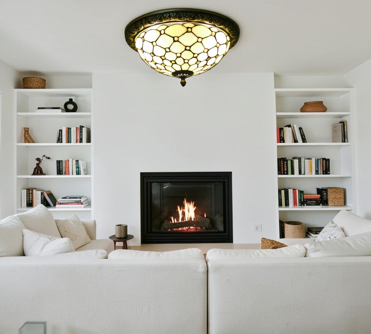 CDH 12” Tiffany Style Flush Mount Ceiling Lights with 30cm Shade (12010SM)