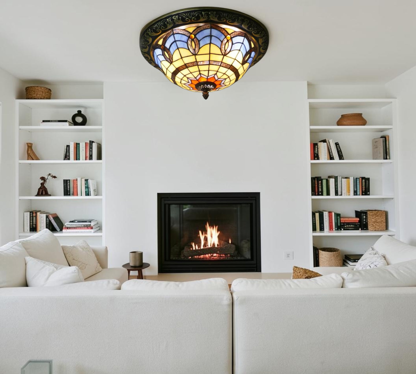 CDH 12” Tiffany Style Flush Mount Ceiling Lights with 30cm Shade (12025BSM)