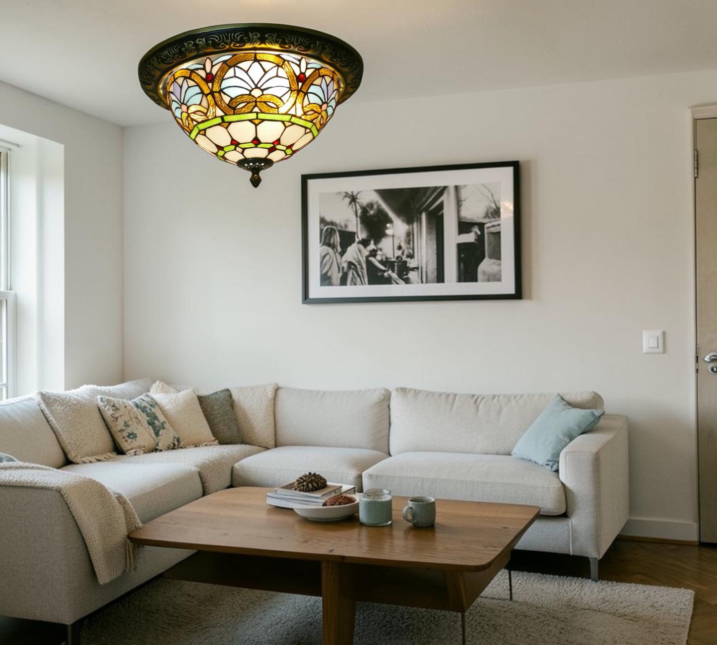 CDH 12” Tiffany Style Flush Mount Ceiling Lights with 30cm Shade (12045SM)