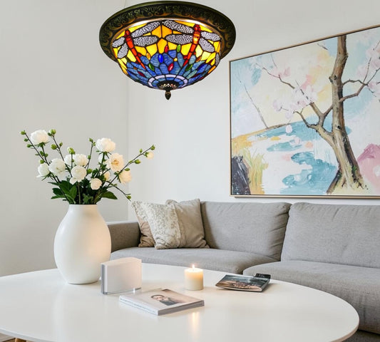 CDH 12” Tiffany Style Flush Mount Ceiling Lights with 30cm Shade (16117SM)