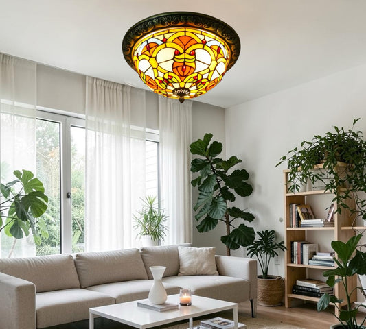 CDH 12” Tiffany Style Flush Mount Ceiling Lights with 30cm Shade (16044SM)