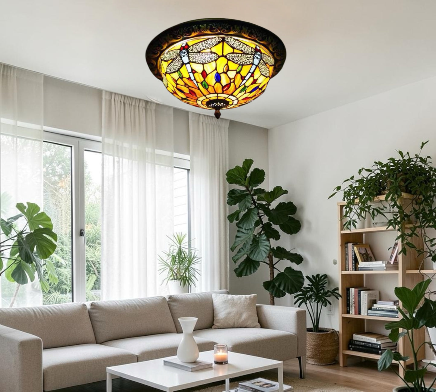 CDH 12” Tiffany Style Flush Mount Ceiling Lights with 30cm Shade (12035SM)