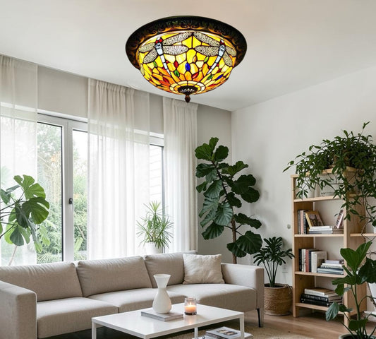CDH 12” Tiffany Style Flush Mount Ceiling Lights with 30cm Shade (12035SM)