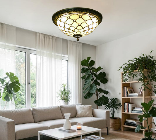 CDH 12” Tiffany Style Flush Mount Ceiling Lights with 30cm Shade (12010SM)