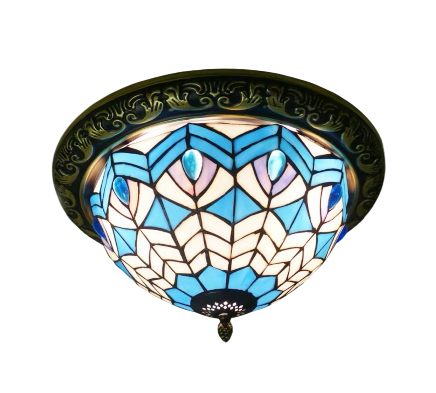 CDH 12” Tiffany Style Flush Mount Ceiling Lights with 30cm Shade (16119SM)