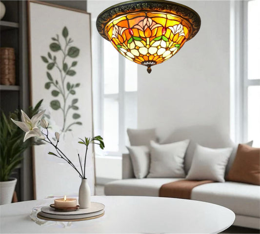 CDH 12” Tiffany Style Flush Mount Ceiling Lights with 30cm Shade (12009SM)