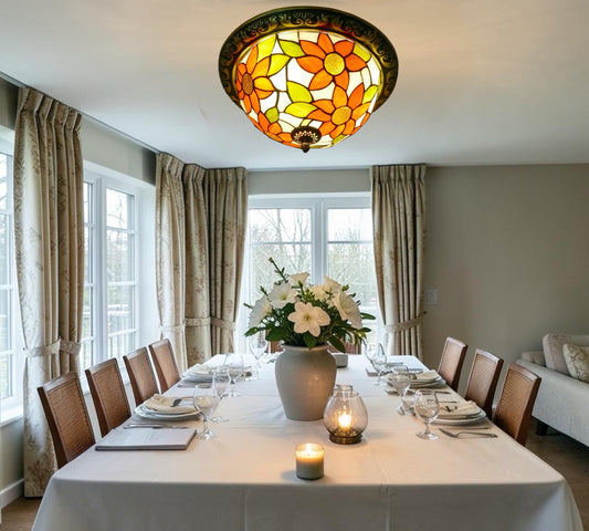 CDH 12” Tiffany Style Flush Mount Ceiling Lights with 30cm Shade (12068SM)