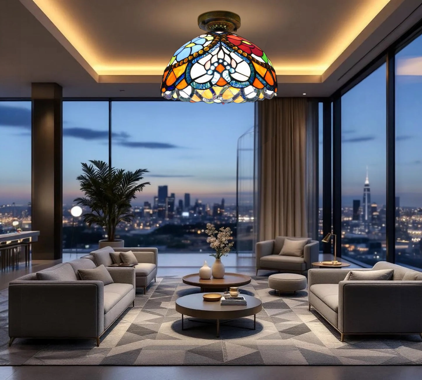 CDH 12” Tiffany Style Downlight Ceiling Lights with 30cm Shade (15030DL)