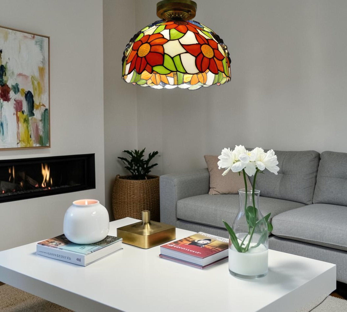 CDH 12” Tiffany Style Downlight Ceiling Lights with 30cm Shade (12068DL)