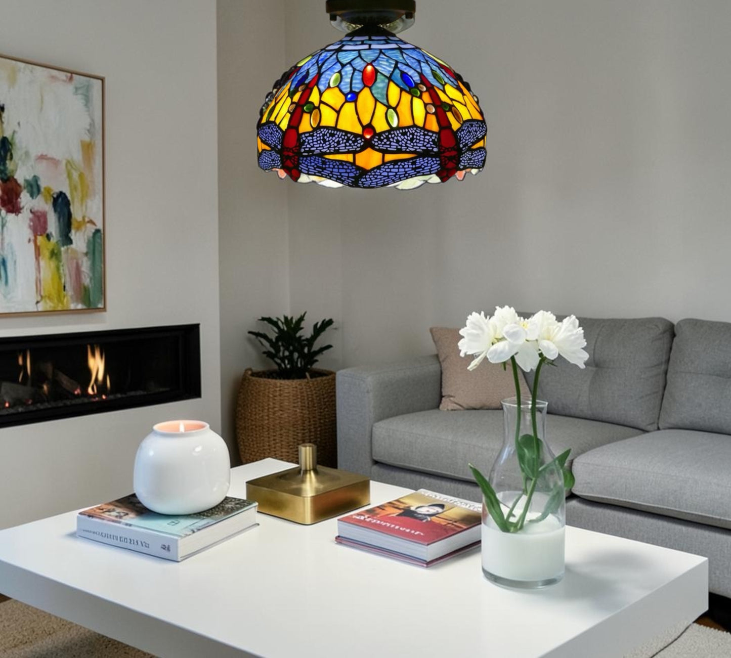 CDH 12” Tiffany Style Downlight Ceiling Lights with 30cm Shade (15037DL)