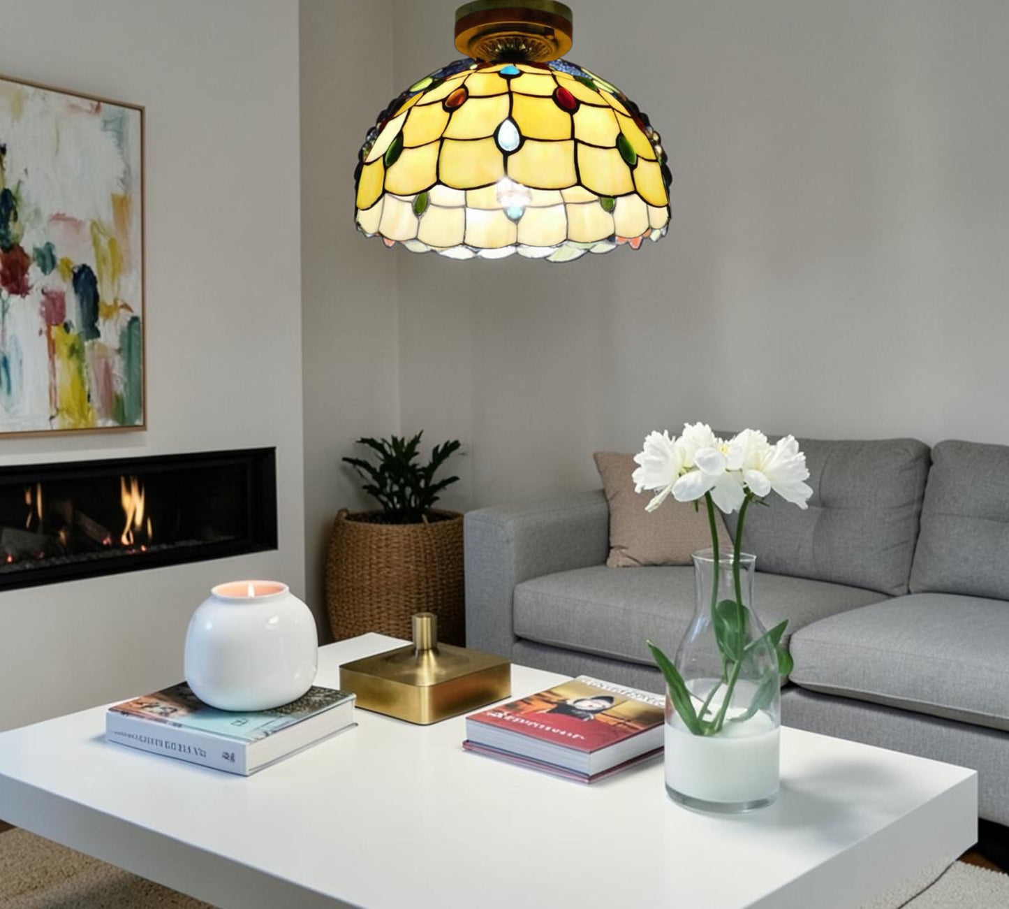 CDH 12” Tiffany Style Downlight Ceiling Lights with 30cm Shade (12103DL)