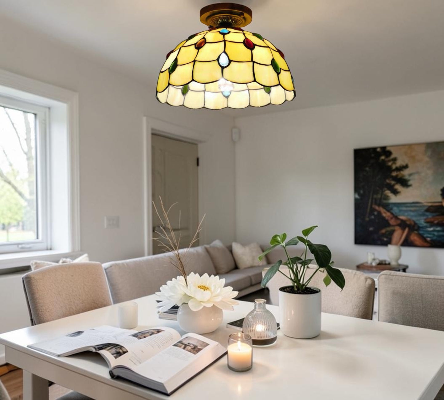 CDH 12” Tiffany Style Downlight Ceiling Lights with 30cm Shade (12103DL)