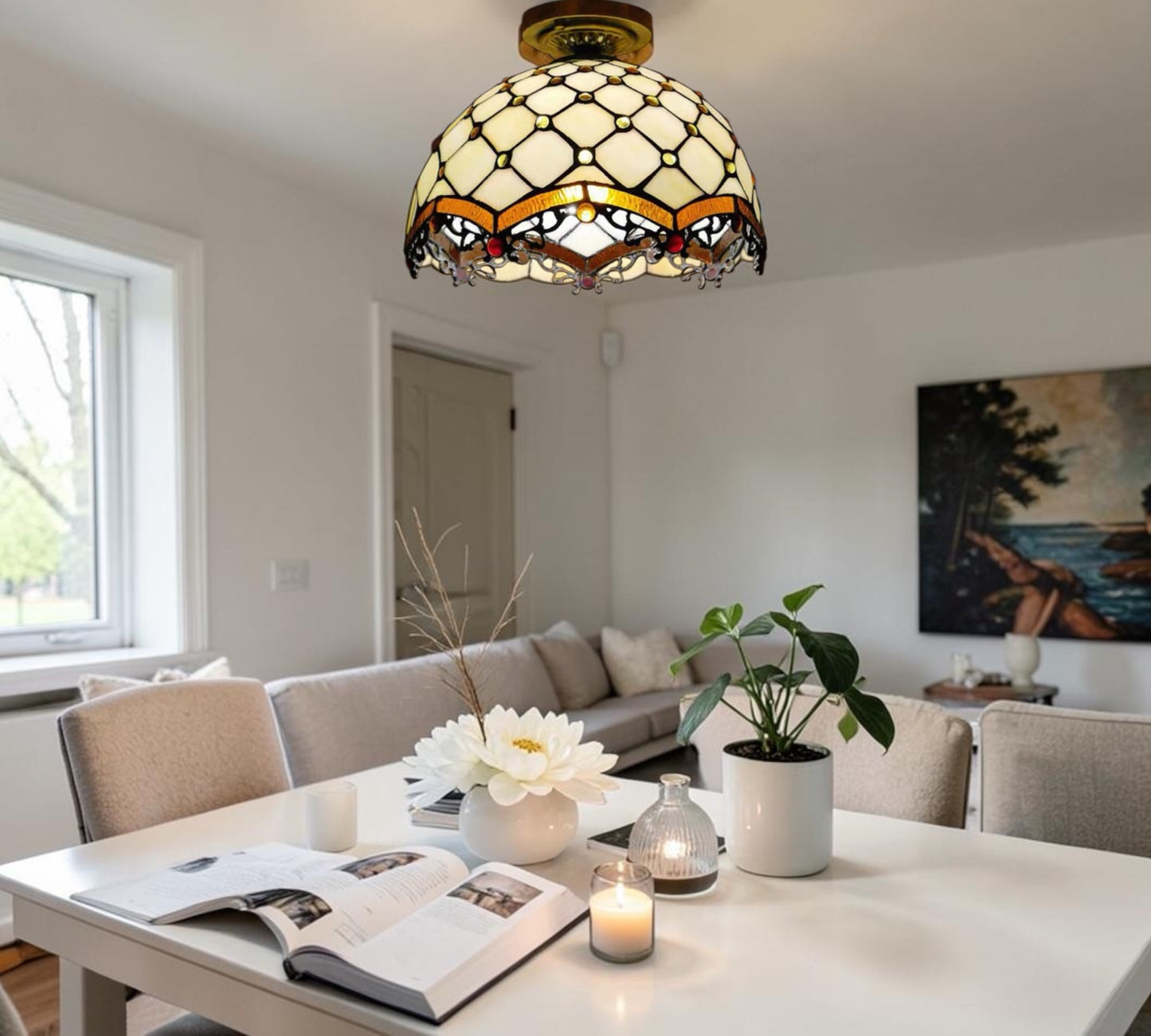 CDH 12” Tiffany Style Downlight Ceiling Lights with 30cm Shade (12010DL)