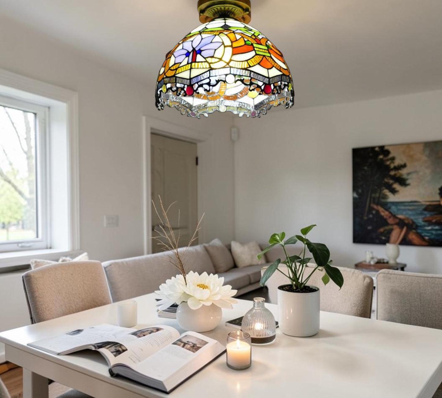 CDH 12” Tiffany Style Downlight Ceiling Lights with 30cm Shade (12011DL)