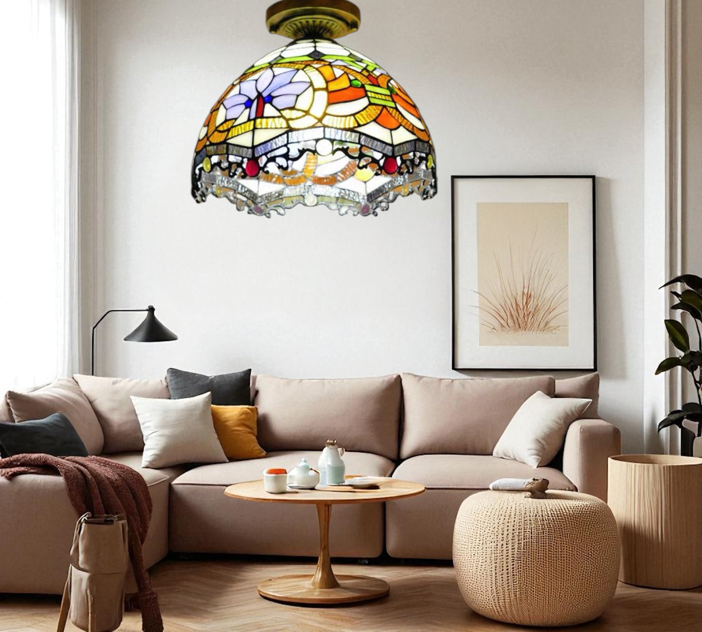 CDH 12” Tiffany Style Downlight Ceiling Lights with 30cm Shade (12011DL)