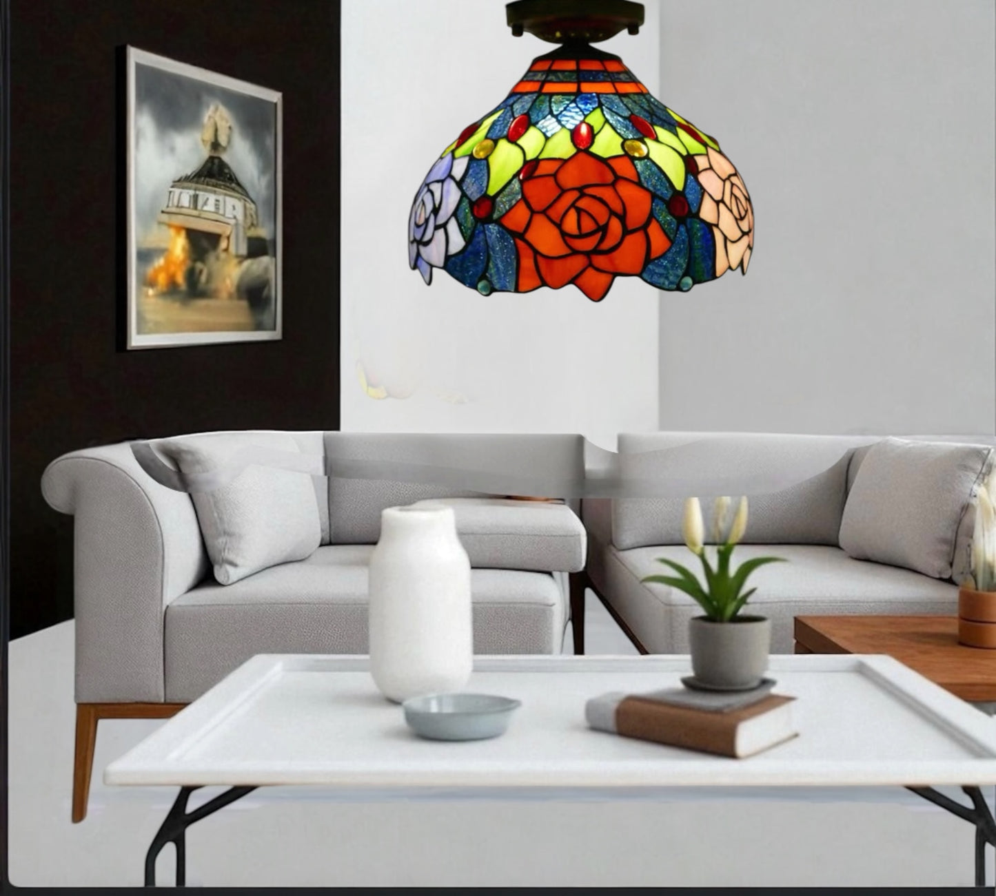 CDH 12” Tiffany Style Downlight Ceiling Lights with 30cm Shade (12063DL)