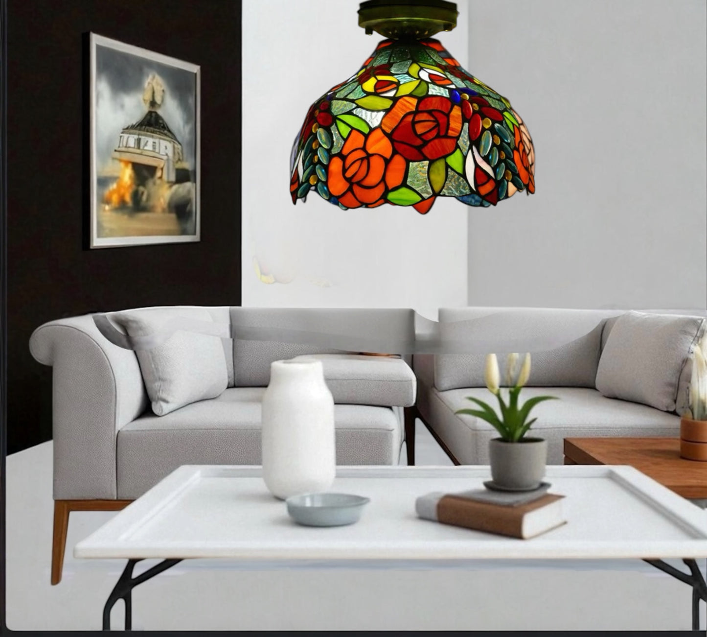 CDH 12” Tiffany Style Downlight Ceiling Lights with 30cm Shade (15012DL)