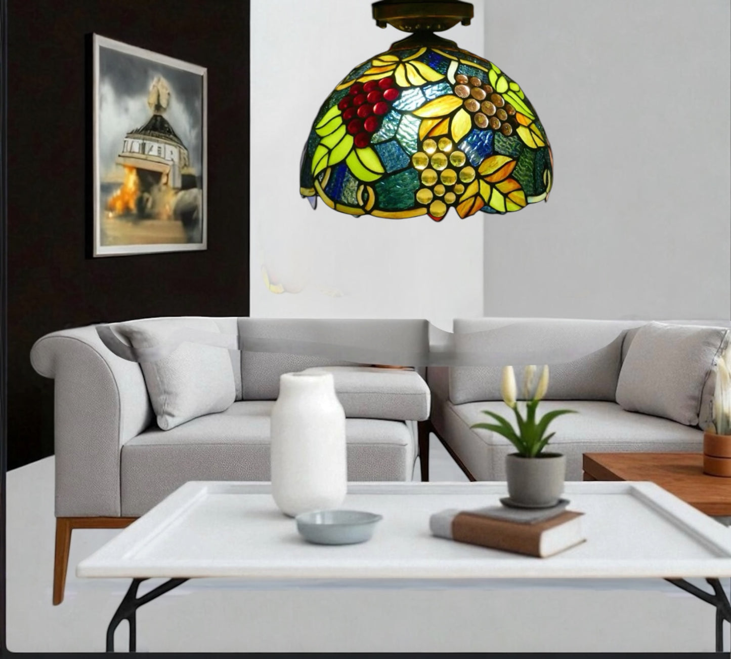 CDH 12” Tiffany Style Downlight Ceiling Lights with 30cm Shade (12099DL)