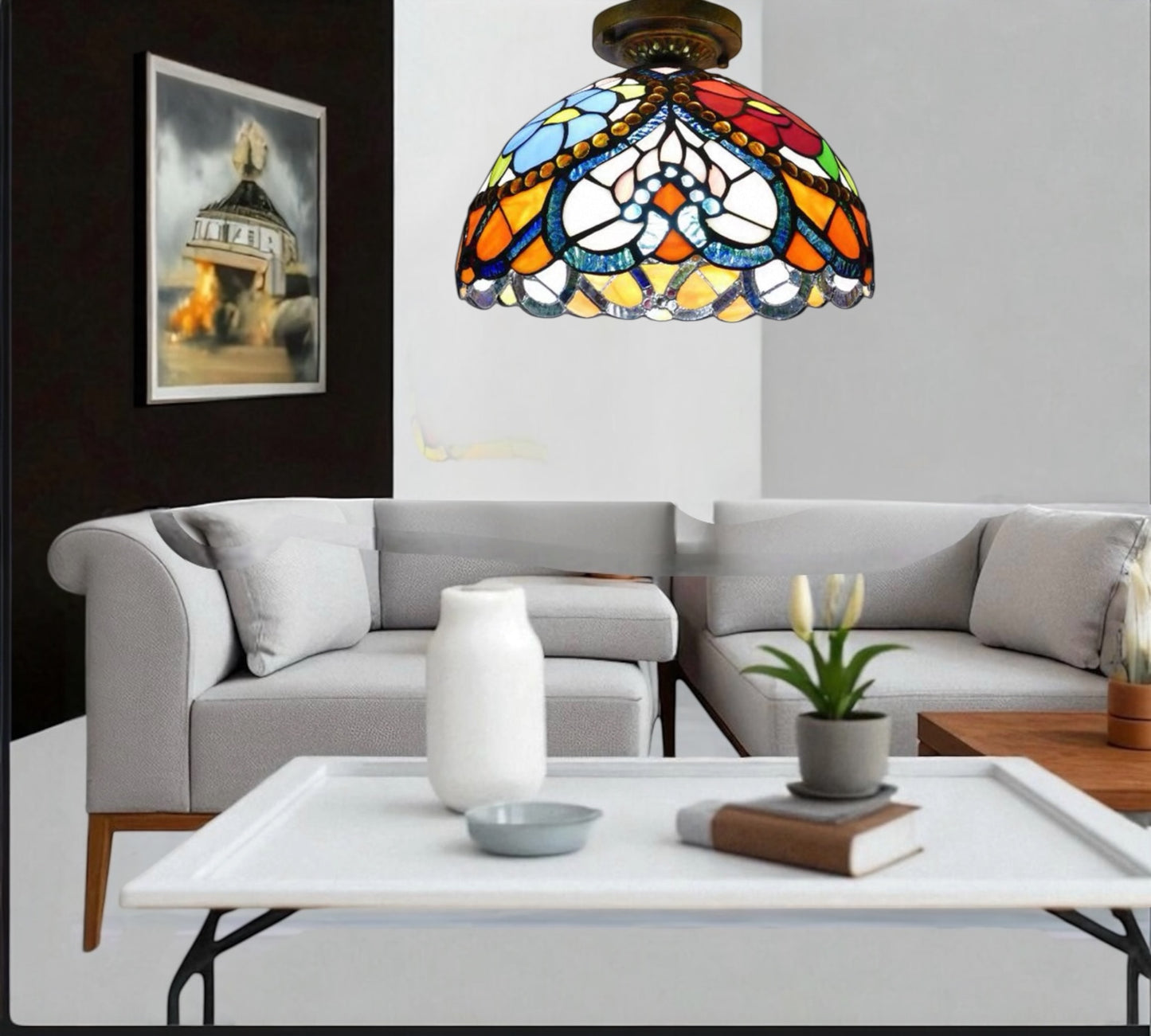 CDH 12” Tiffany Style Downlight Ceiling Lights with 30cm Shade (15030DL)