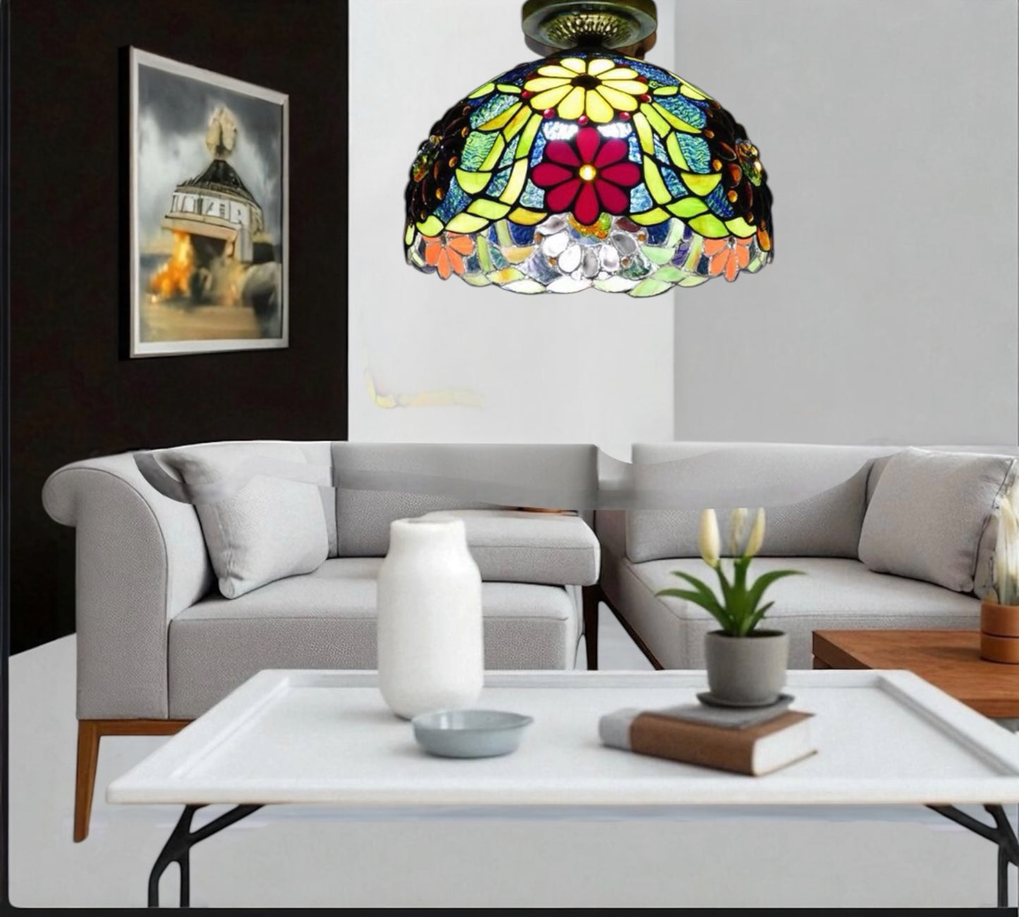 CDH 12” Tiffany Style Downlight Ceiling Lights with 30cm Shade (12096DL)