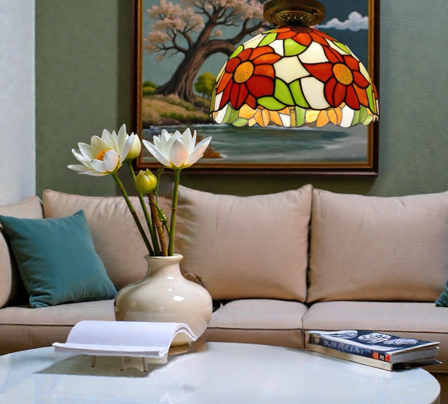 CDH 12” Tiffany Style Downlight Ceiling Lights with 30cm Shade (12068DL)