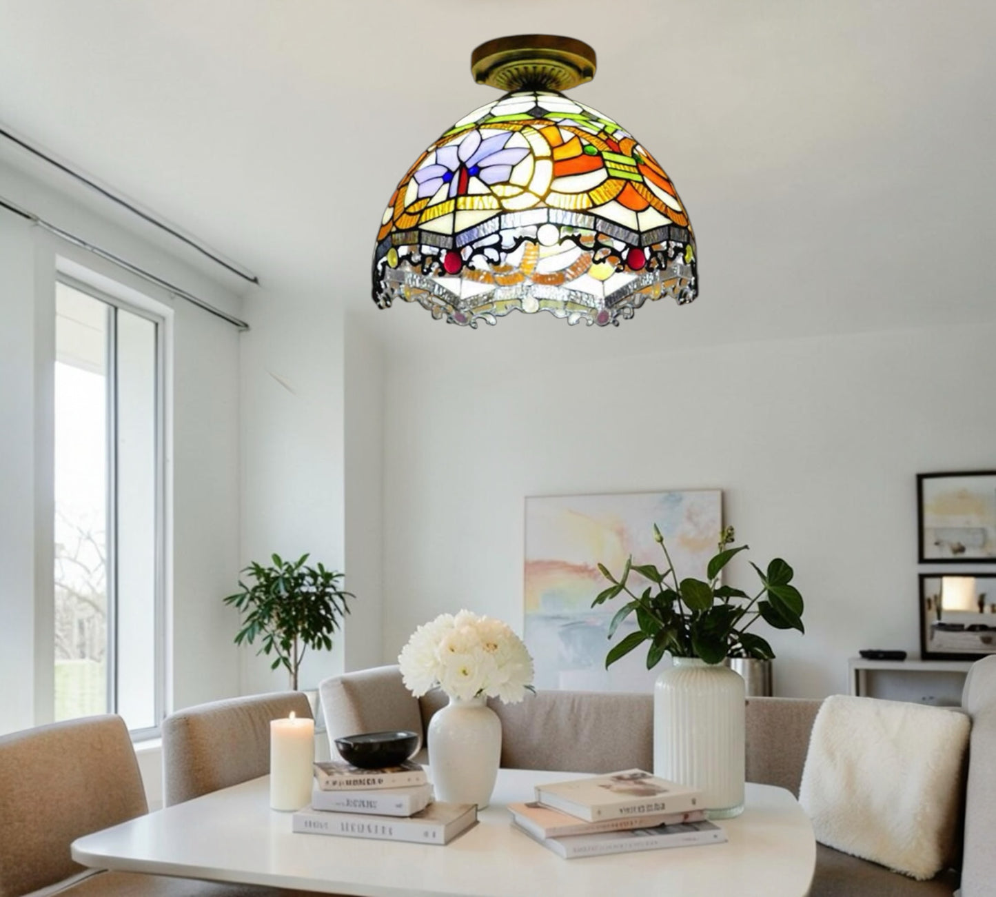 CDH 12” Tiffany Style Downlight Ceiling Lights with 30cm Shade (12011DL)