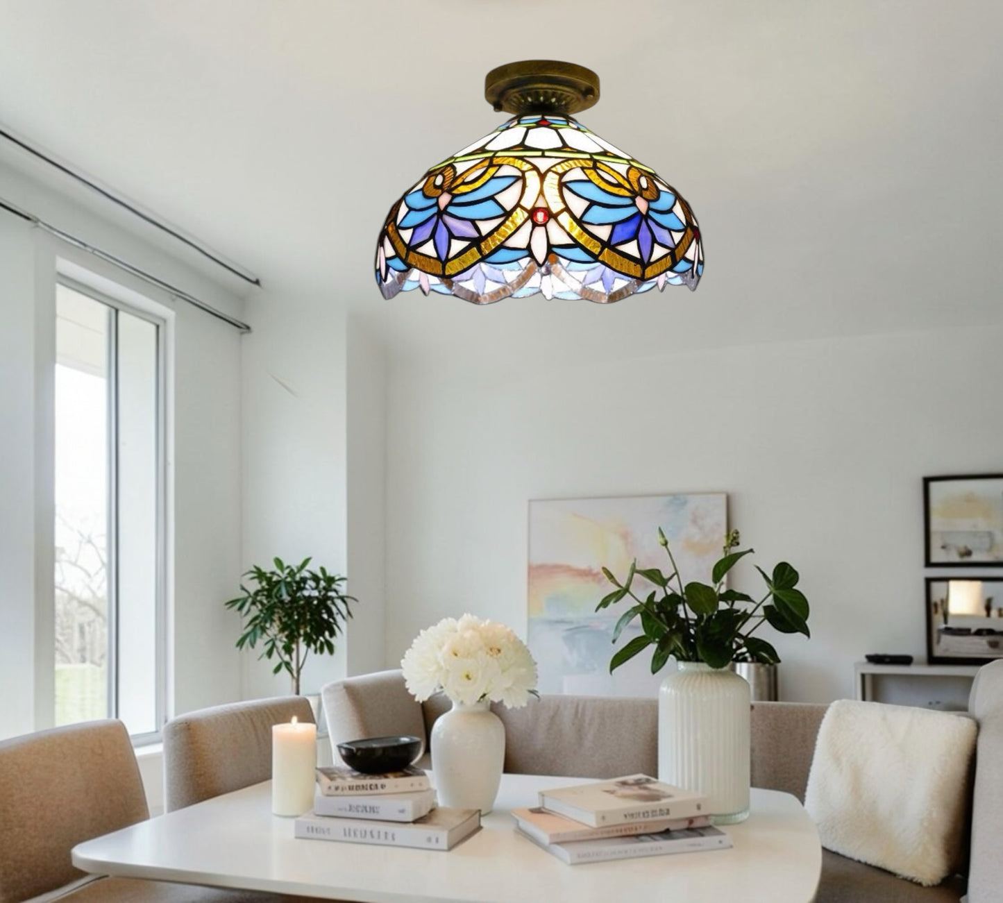 CDH 12” Tiffany Style Downlight Ceiling Lights with 30cm Shade (15045DL)