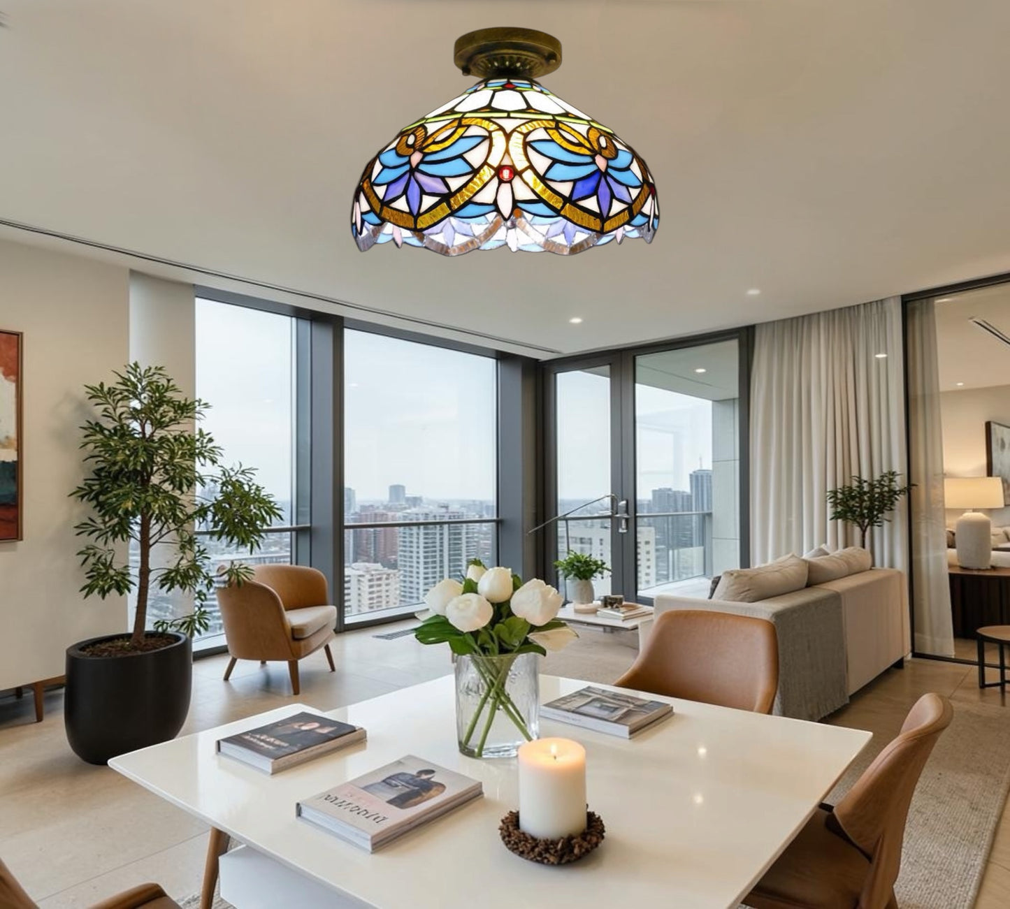 CDH 12” Tiffany Style Downlight Ceiling Lights with 30cm Shade (15045DL)