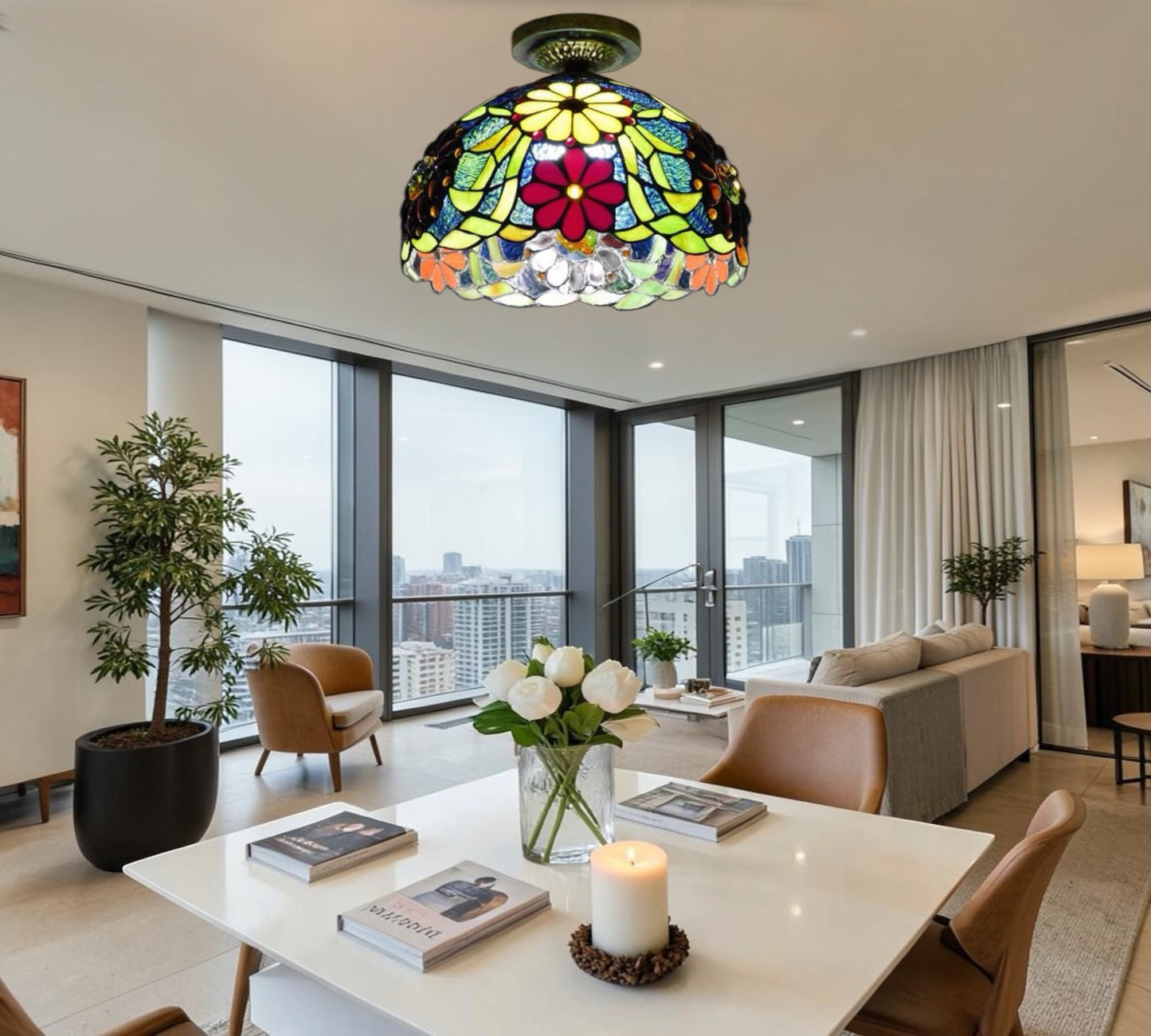 CDH 12” Tiffany Style Downlight Ceiling Lights with 30cm Shade (12096DL)